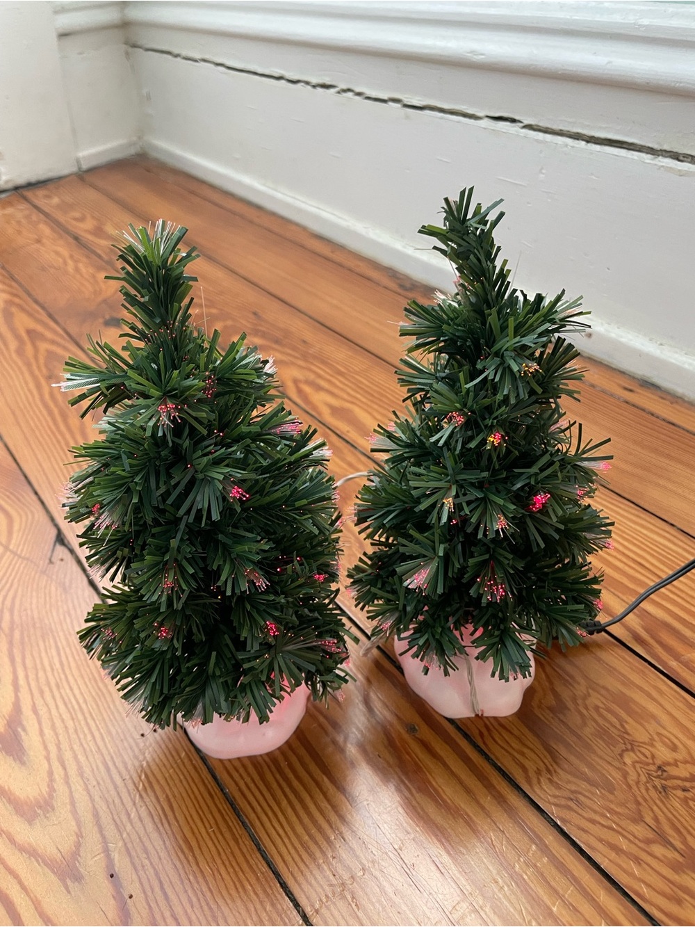 Department 56 Set of 2 Frosty Light Fiber Optic Trees - Village Accessories